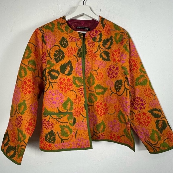 Gudrun Sjoden Jackets & Blazers - NWT Gudrun Sjoden Jacket quilted floral reversible organic cotton orange rust XL